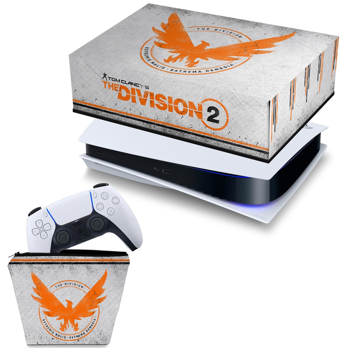 KIT Capa Anti Poeira e Case Controle PS5 Fat Horizontal - The Division 2