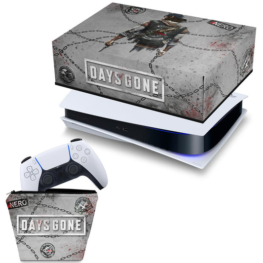 KIT Capa Anti Poeira e Case Controle PS5 Fat Horizontal - Days Gone