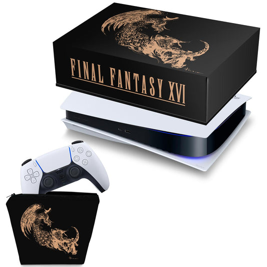 KIT Capa Anti Poeira e Case Controle PS5 Fat Horizontal - Final Fantasy XVI Edition