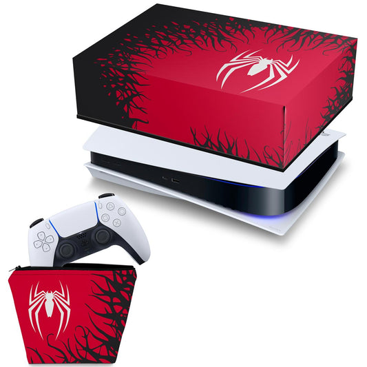 KIT Capa Anti Poeira e Case Controle PS5 Fat Horizontal - Spider-Man Homem Aranha 2 Edition