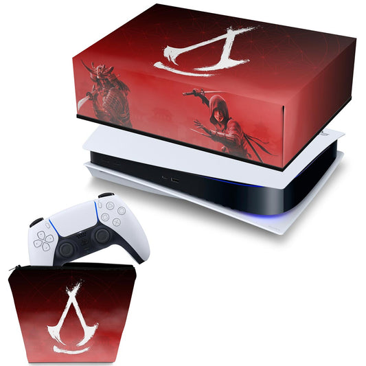 KIT Capa Anti Poeira e Case Controle PS5 Fat Horizontal - Assassin's Creed Shadows