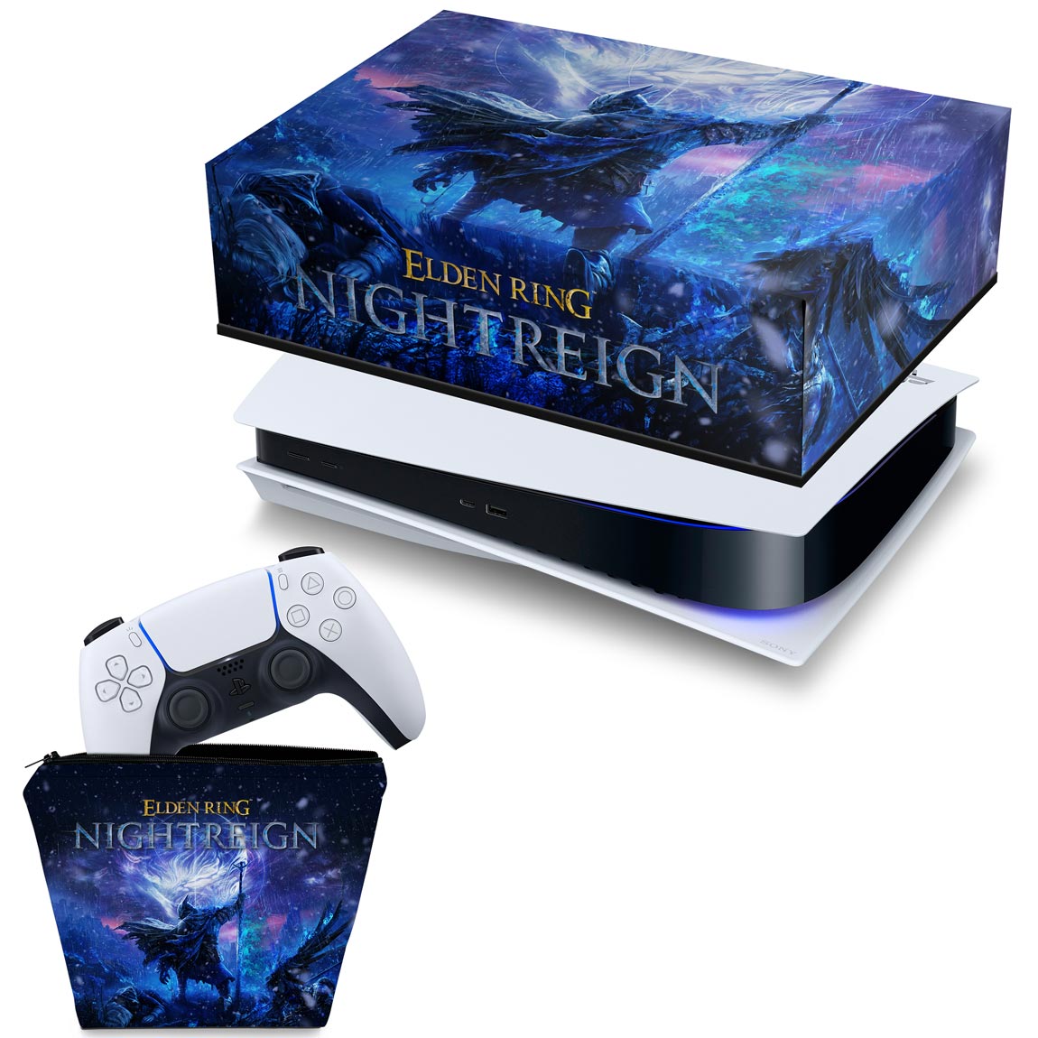 KIT Capa Anti Poeira e Case Controle PS5 Fat Horizontal - Elden Ring Nightreign