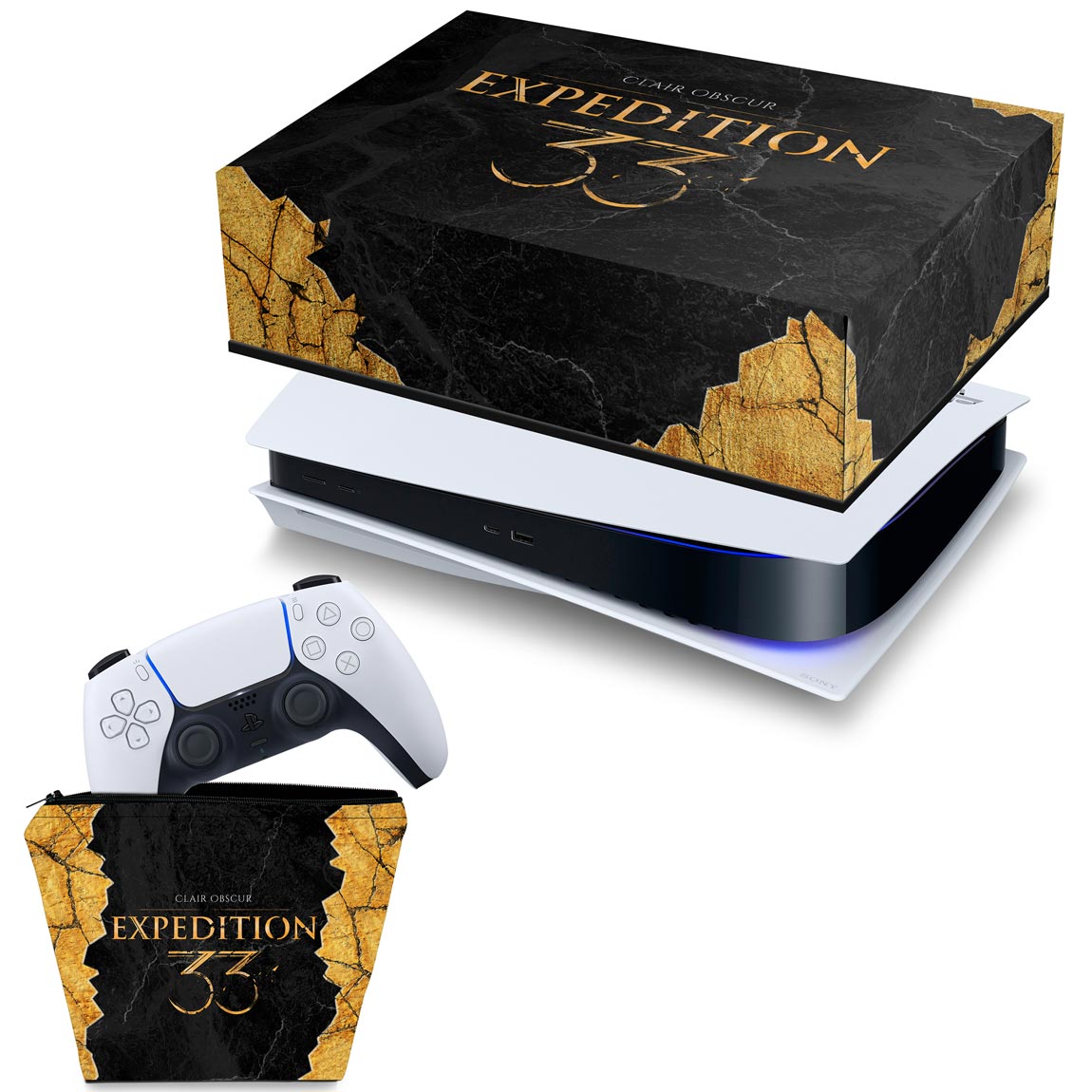 KIT Capa Anti Poeira e Case Controle PS5 Fat Horizontal - Clair Obscur: Expedition 33