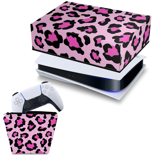 KIT Capa Anti Poeira e Case Controle PS5 Fat Horizontal - Onça Rosa