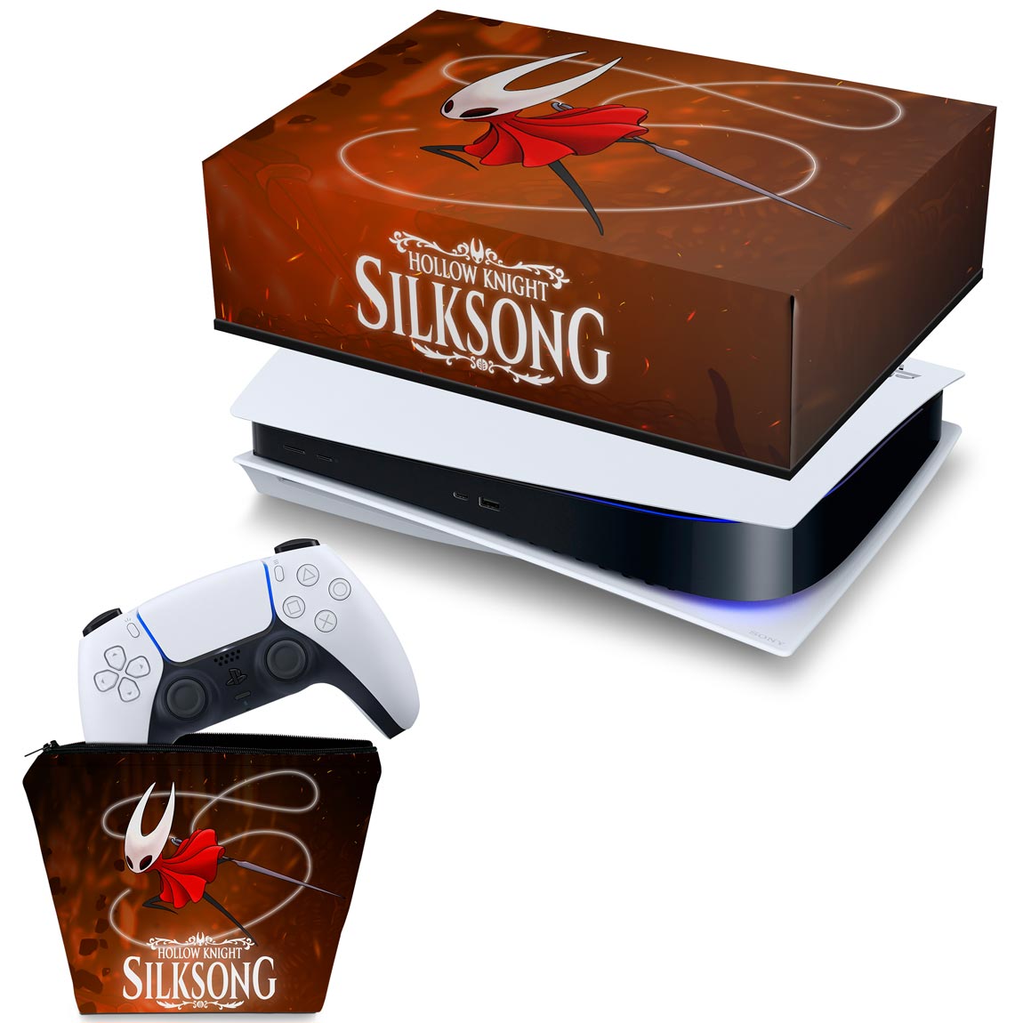 KIT Capa Anti Poeira e Case Controle PS5 Fat Horizontal - Hollow Knight: Silksong