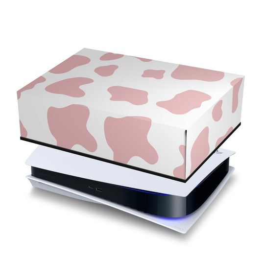PS5 Fat Capa Anti Poeira Horizontal - Vaquinha Rosa