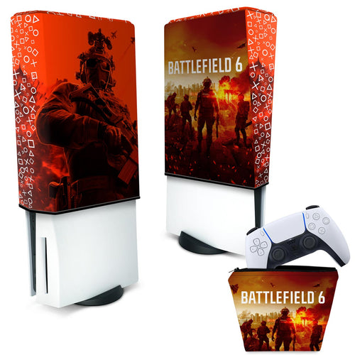 KIT Capa Anti Poeira e Case Controle PS5 Fat Vertical - Battlefield 6