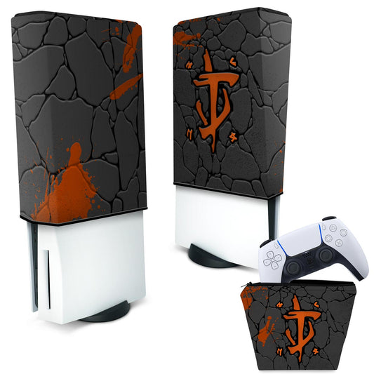 KIT Capa Anti Poeira e Case Controle PS5 Fat Vertical - Doom: The Dark Ages