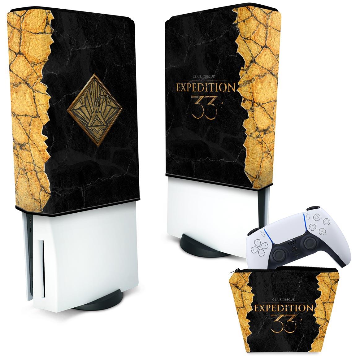 KIT Capa Anti Poeira e Case Controle PS5 Fat Vertical - Clair Obscur: Expedition 33