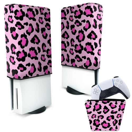 KIT Capa Anti Poeira e Case Controle PS5 Fat Vertical - Onça Rosa