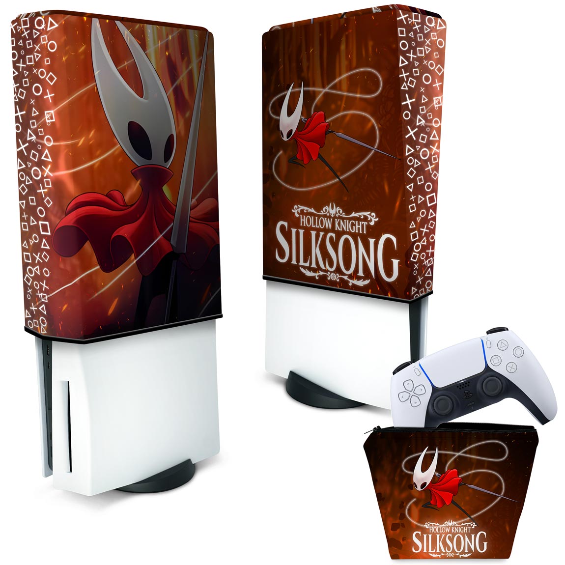 KIT Capa Anti Poeira e Case Controle PS5 Fat Vertical - Hollow Knight: Silksong