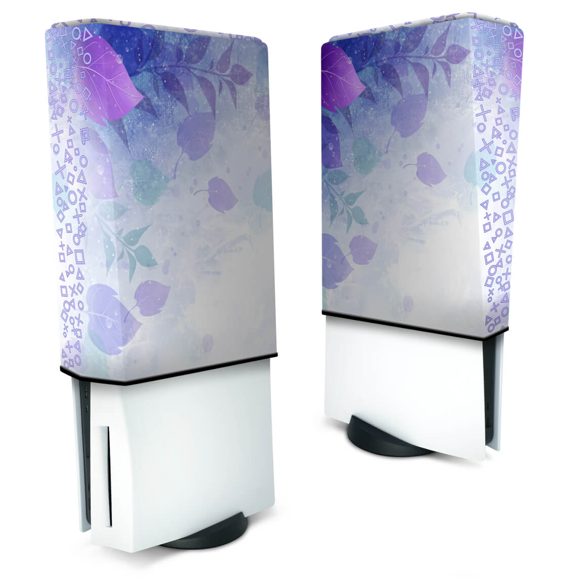 Capa Anti Poeira PS5 Fat Vertical - Folhas Lilás