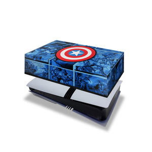 Capa Anti Poeira PS5 Pro Horizontal - Capitão América Comics - Pop Arte Skins