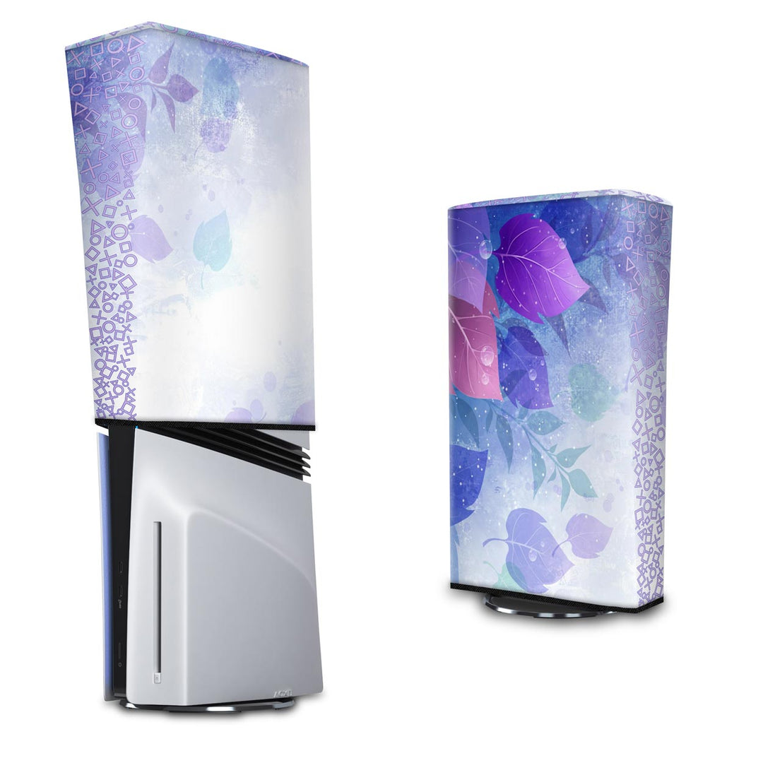 Capa Anti Poeira PS5 Pro Vertical - Folhas Lilás - Pop Arte Skins