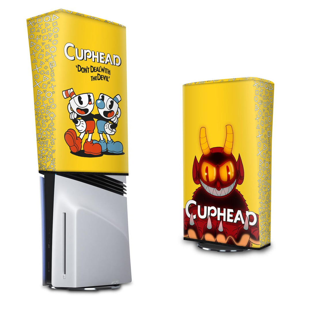 Capa Anti Poeira PS5 Pro Vertical - Cuphead - Pop Arte Skins