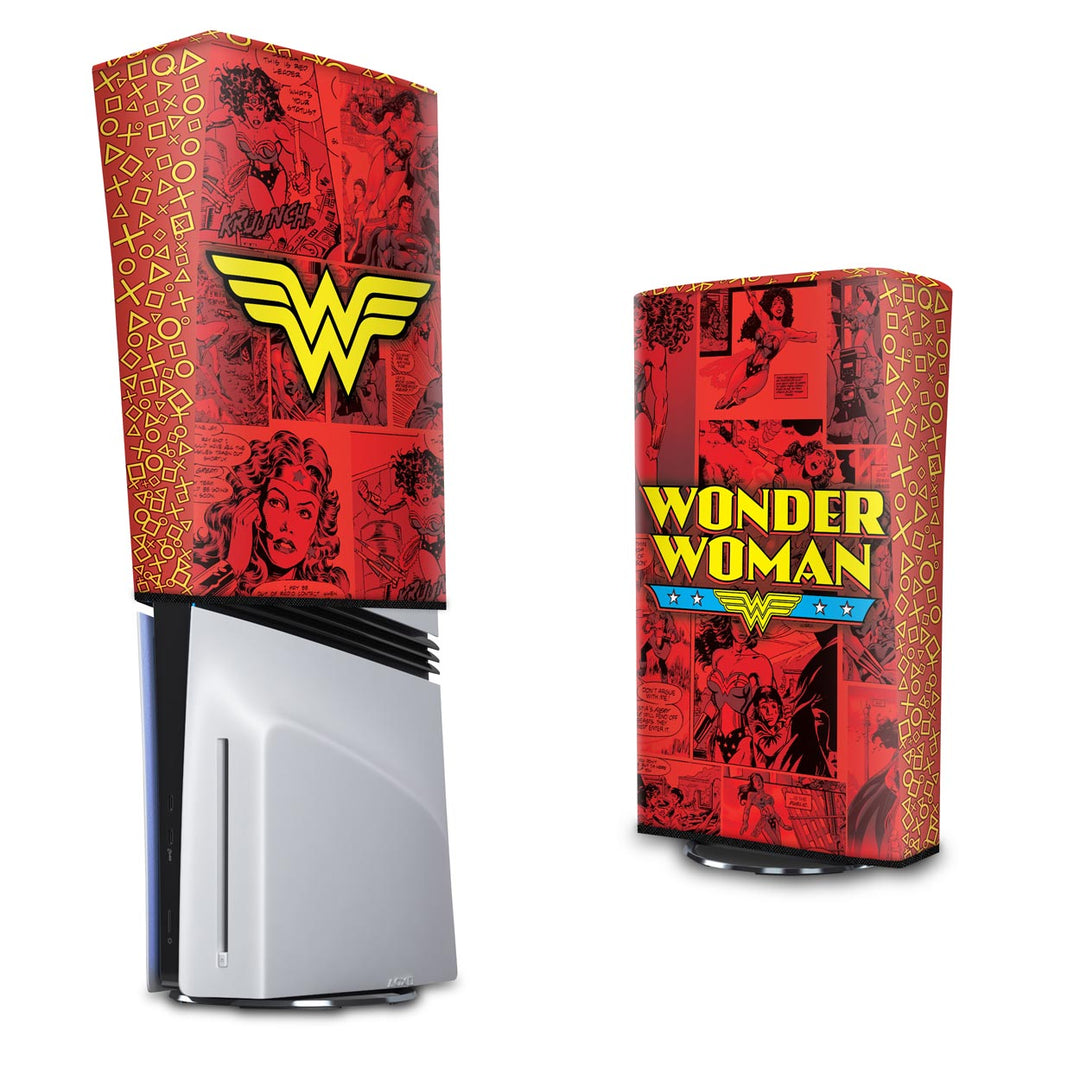 Capa Anti Poeira PS5 Pro Vertical - Mulher Maravilha Comics - Pop Arte Skins
