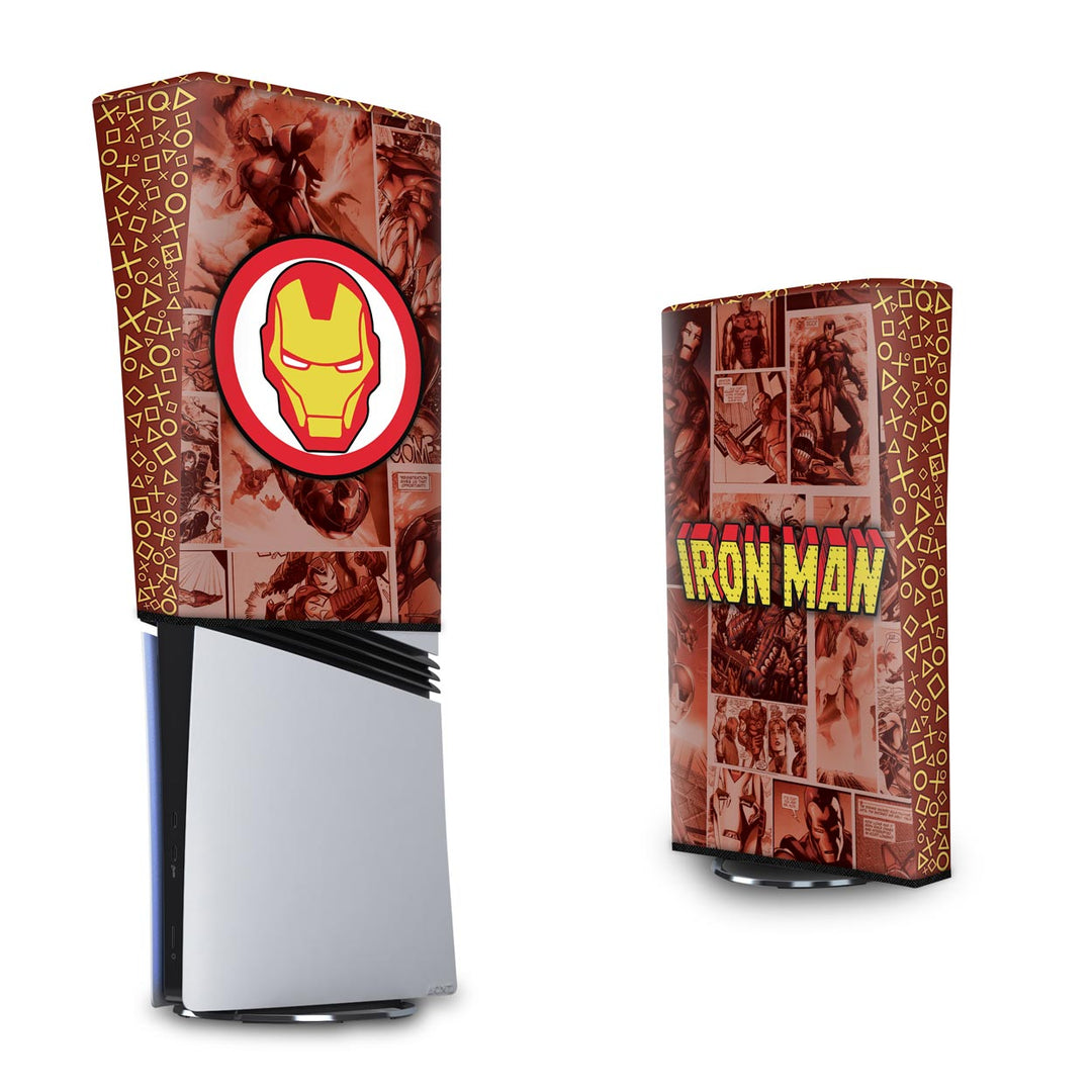 Capa Anti Poeira PS5 Pro Vertical - Homem De Ferro Comics - Pop Arte Skins - foto 3