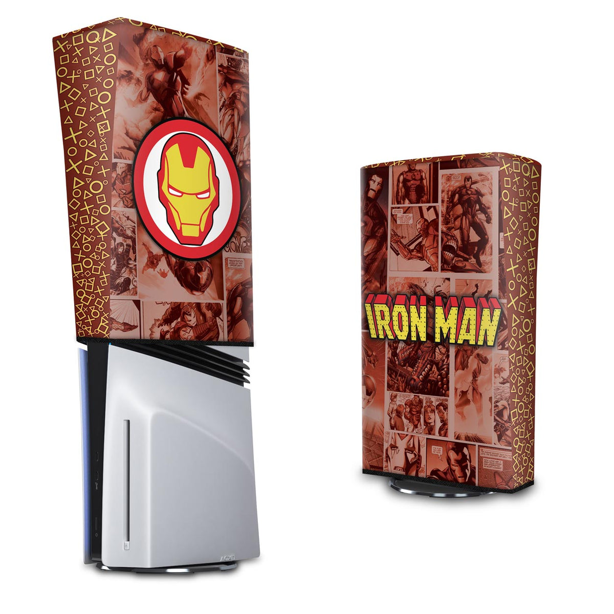 PS5 Pro Capa Anti Poeira Vertical - Homem De Ferro Comics