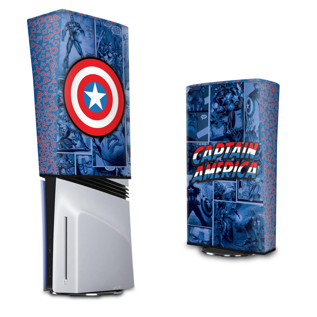 Capa Anti Poeira PS5 Pro Vertical - Capitão América Comics - Pop Arte Skins