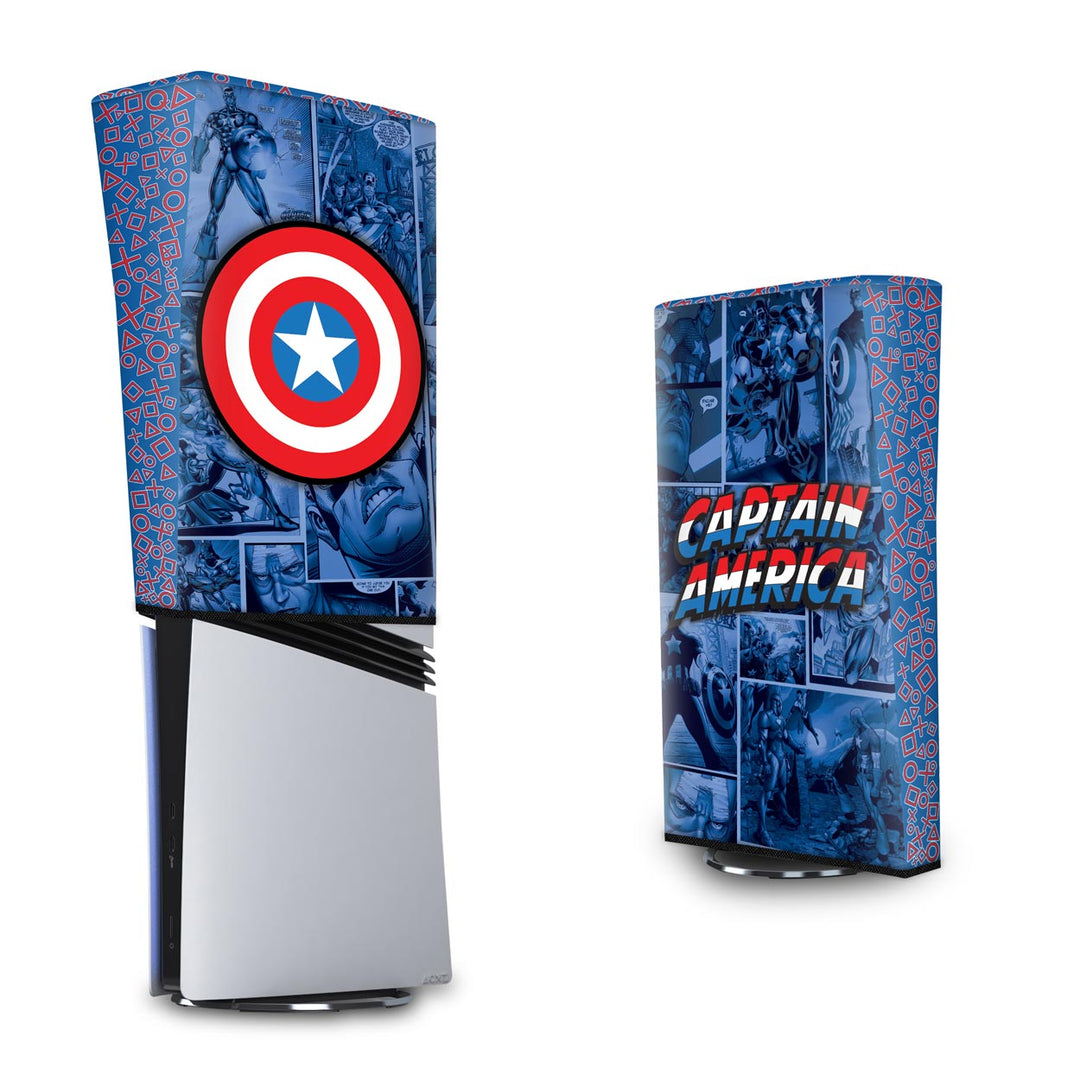Capa Anti Poeira PS5 Pro Vertical - Capitão América Comics - Pop Arte Skins - foto 3