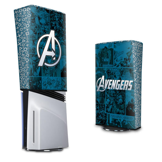 Capa Anti Poeira PS5 Pro Vertical - Avengers Vingadores Comics