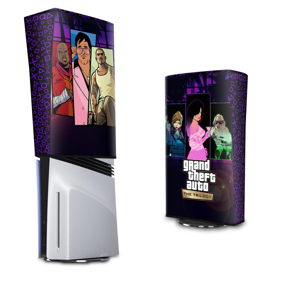 Capa Anti Poeira PS5 Pro Vertical - GTA The Trilogy - Pop Arte Skins