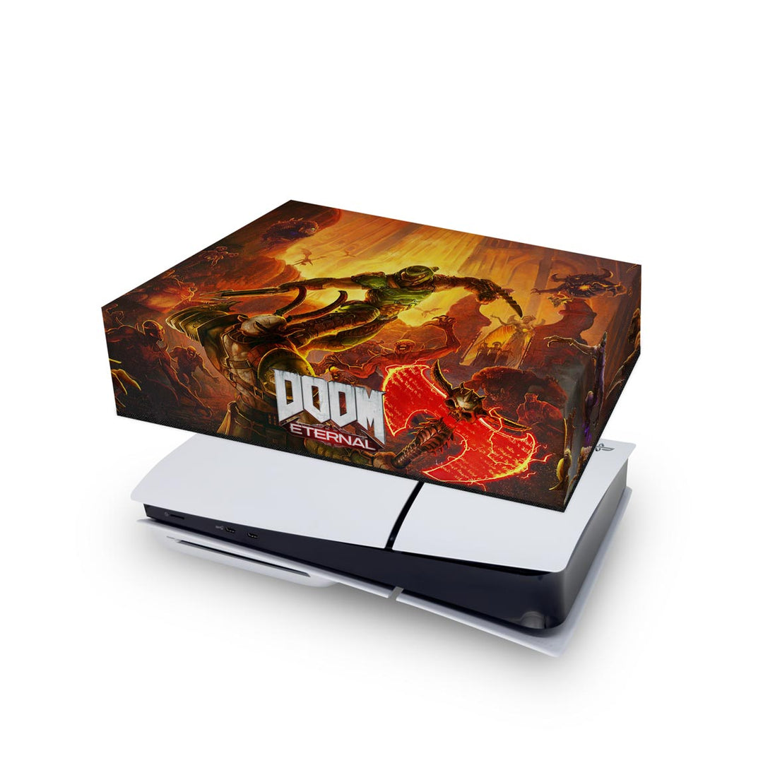Capa Anti Poeira PS5 Slim Horizontal - Doom Eternal - Pop Arte Skins