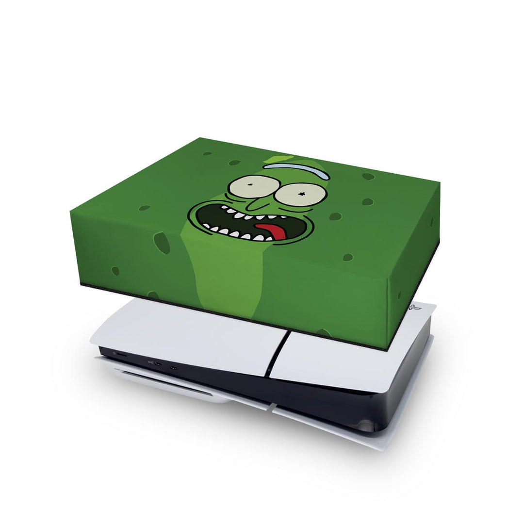 Capa Anti Poeira PS5 Slim Horizontal - Pickle Rick And Morty - Pop Arte Skins