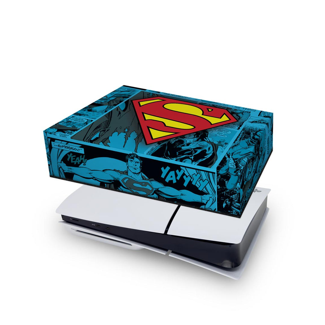 Capa Anti Poeira PS5 Slim Horizontal - Superman Comics - Pop Arte Skins