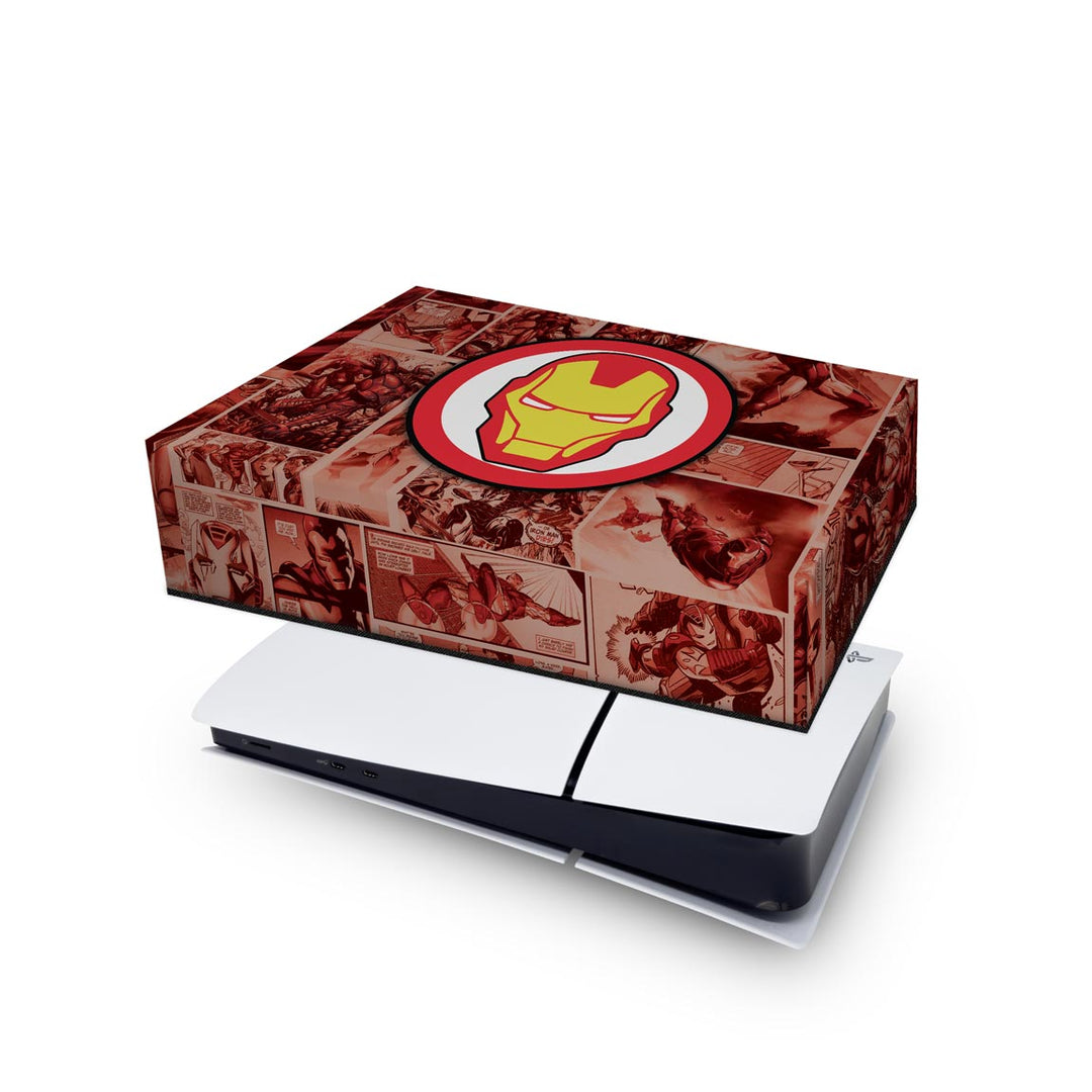 Capa Anti Poeira PS5 Slim Horizontal - Homem De Ferro Comics - Pop Arte Skins - foto 4