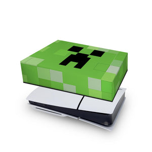 Capa Anti Poeira PS5 Slim Horizontal - Creeper Minecraft - Pop Arte Skins