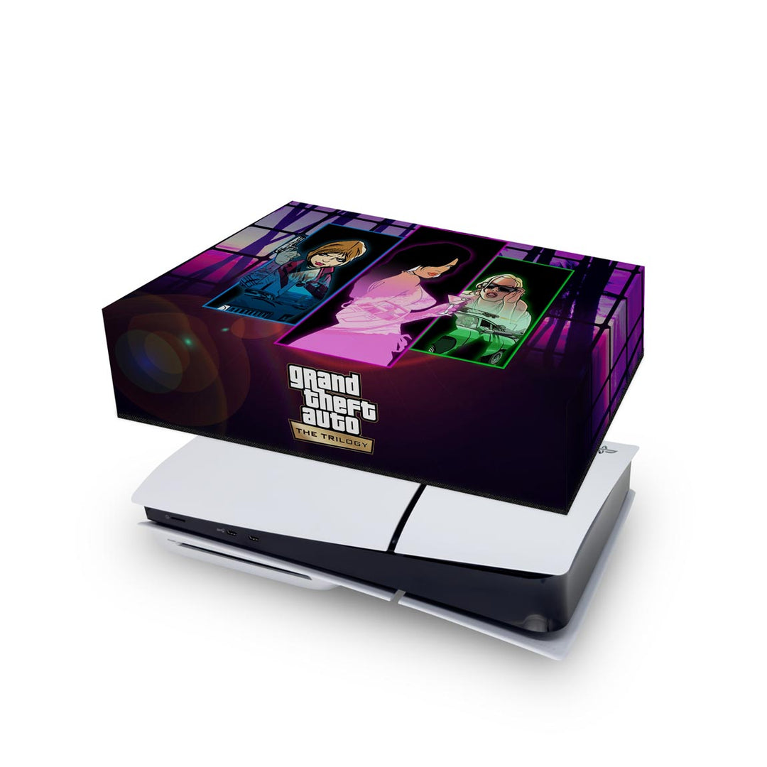 Capa Anti Poeira PS5 Slim Horizontal - GTA The Trilogy - Pop Arte Skins