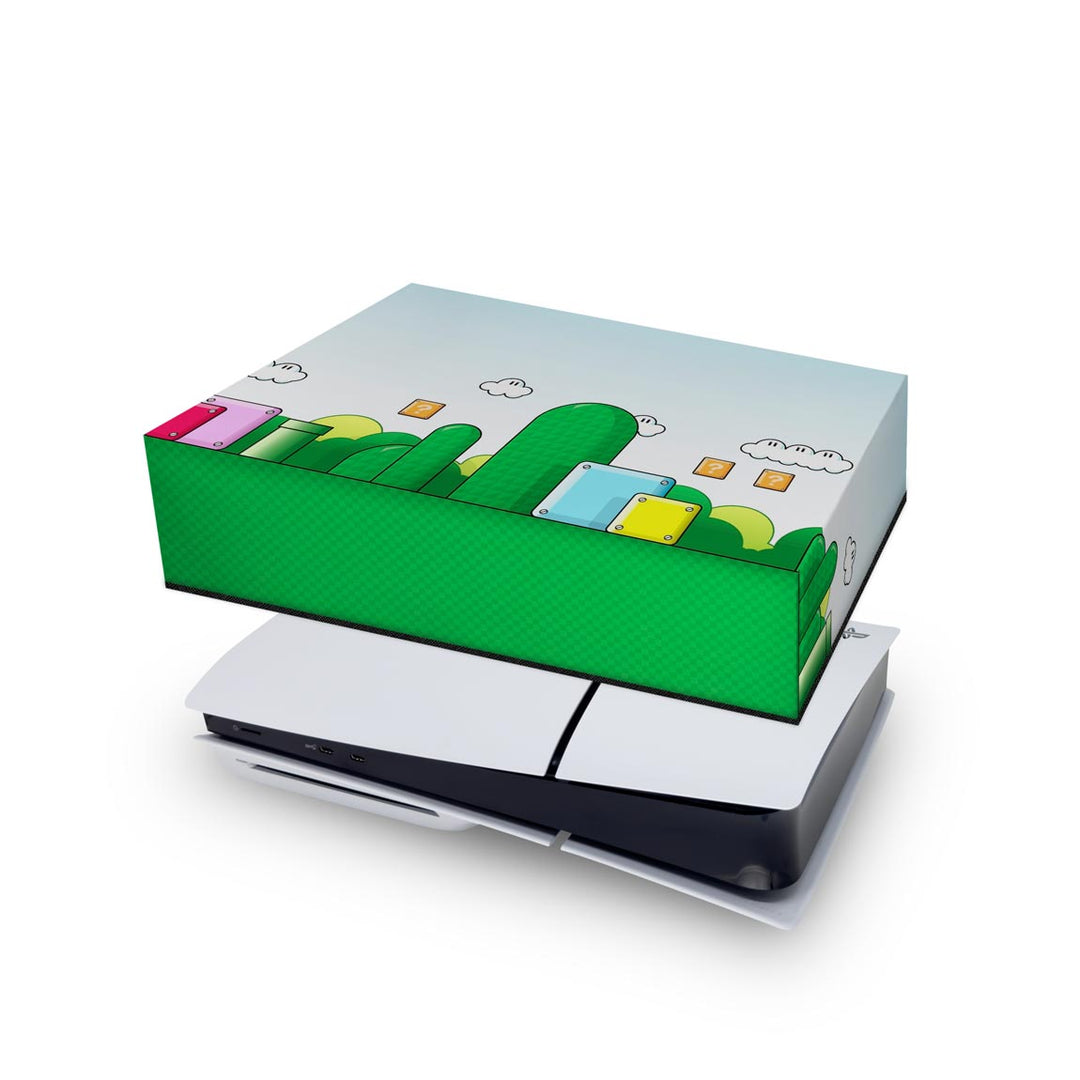 Capa Anti Poeira PS5 Slim Horizontal - Super Mario Bros - Pop Arte Skins