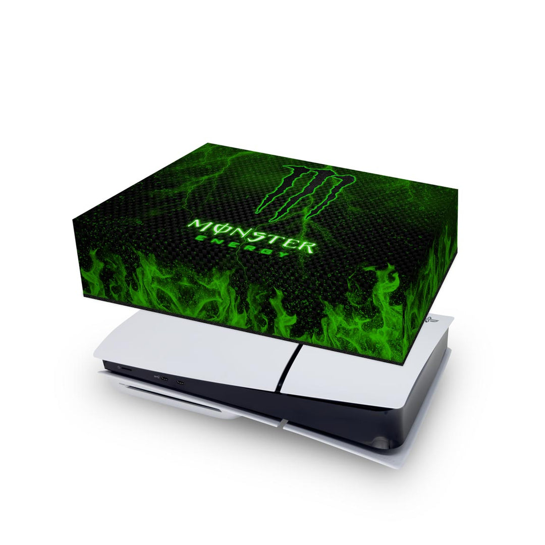 Capa Anti Poeira PS5 Slim Horizontal - Monster Energy Drink - Pop Arte Skins