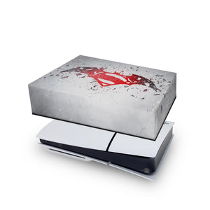 Capa Anti Poeira PS5 Slim Horizontal - Batman Vs Superman Logo - Pop Arte Skins