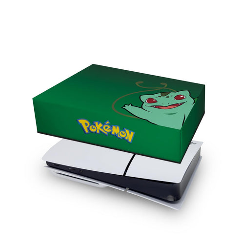 Capa Anti Poeira PS5 Slim Horizontal - Pokemon Bulbasaur
