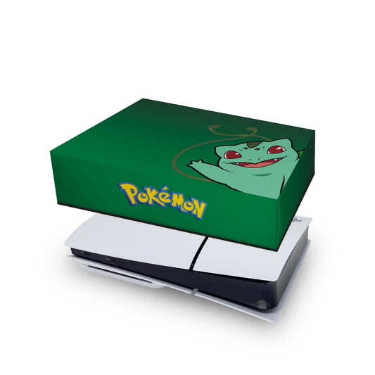 Capa Anti Poeira PS5 Slim Horizontal - Pokemon Bulbasaur