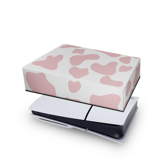 PS5 Slim Capa Anti Poeira Horizontal - Vaquinha Rosa