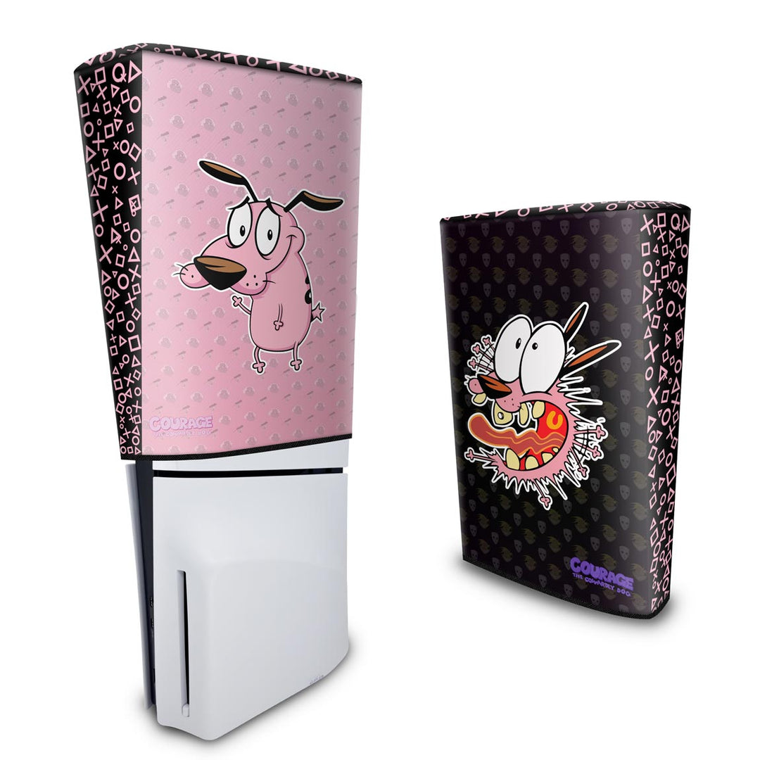 Capa Anti Poeira PS5 Slim Vertical - Coragem: O Cão Covarde - Pop Arte Skins