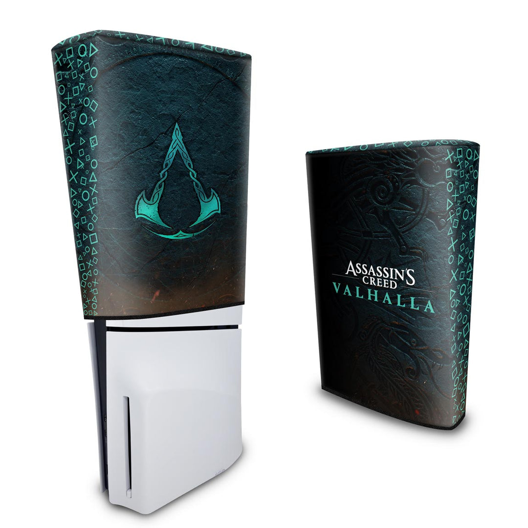 Capa Anti Poeira PS5 Slim Vertical - Assassin's Creed Valhalla - Pop Arte Skins