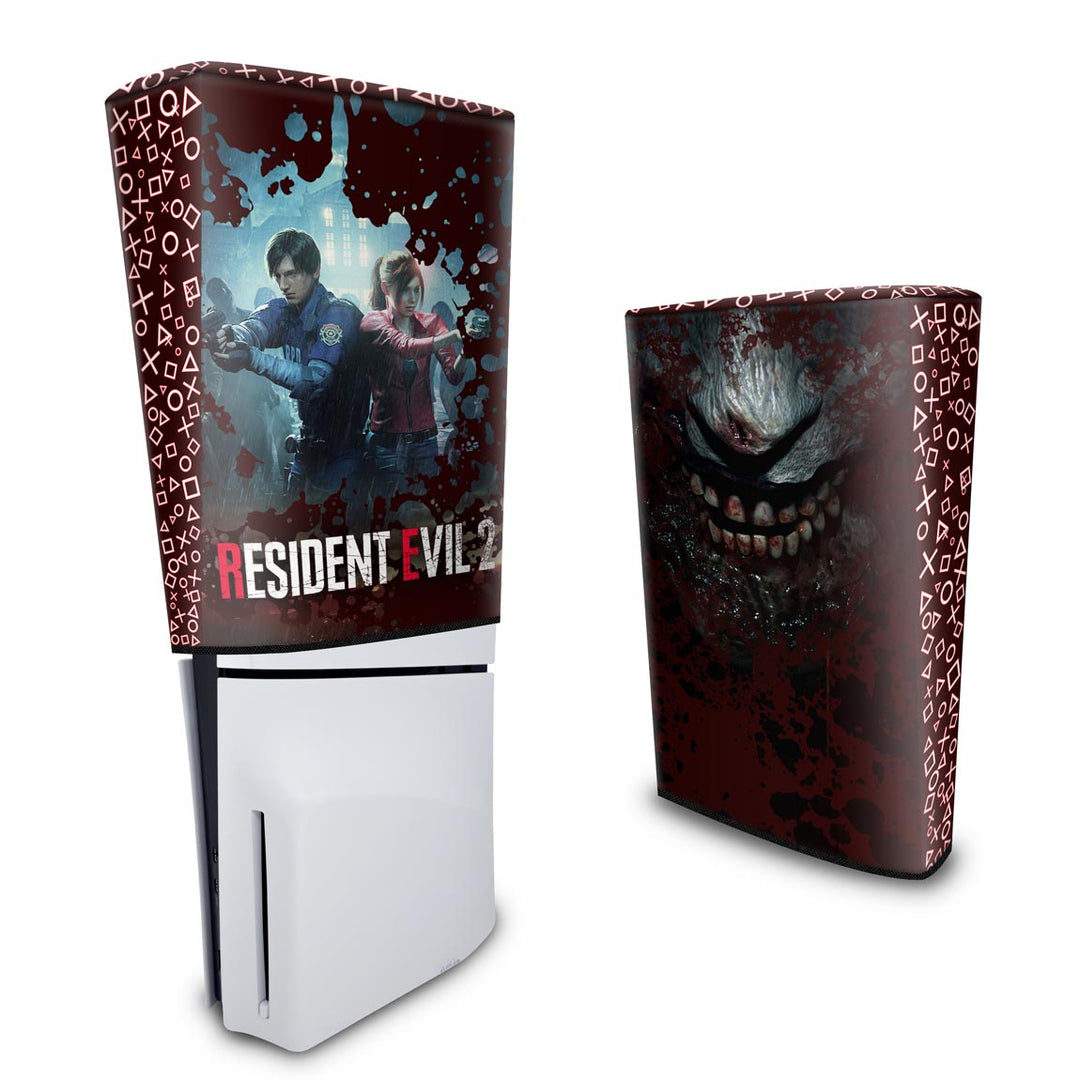 Capa Anti Poeira PS5 Slim Vertical - Resident Evil 2 Remake - Pop Arte Skins