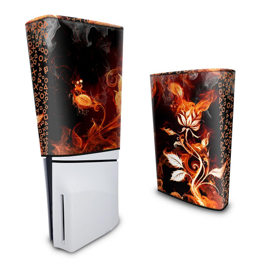 Capa Anti Poeira PS5 Slim Vertical - Fire Flower