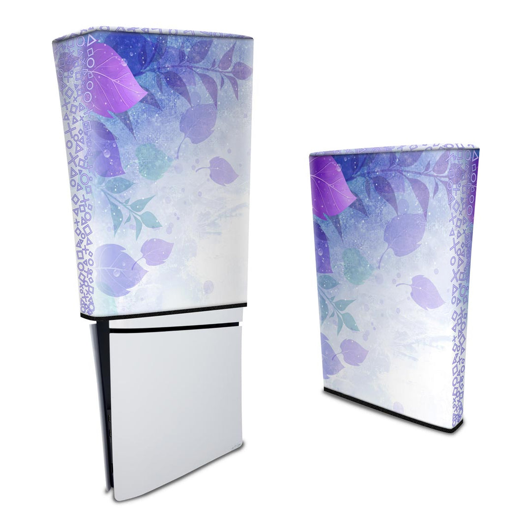 Capa Anti Poeira PS5 Slim Vertical - Folhas Lilás - Pop Arte Skins - foto 3