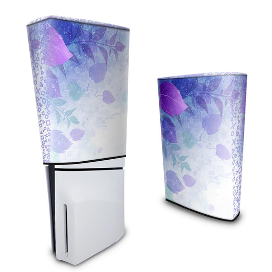 Capa Anti Poeira PS5 Slim Vertical - Folhas Lilás