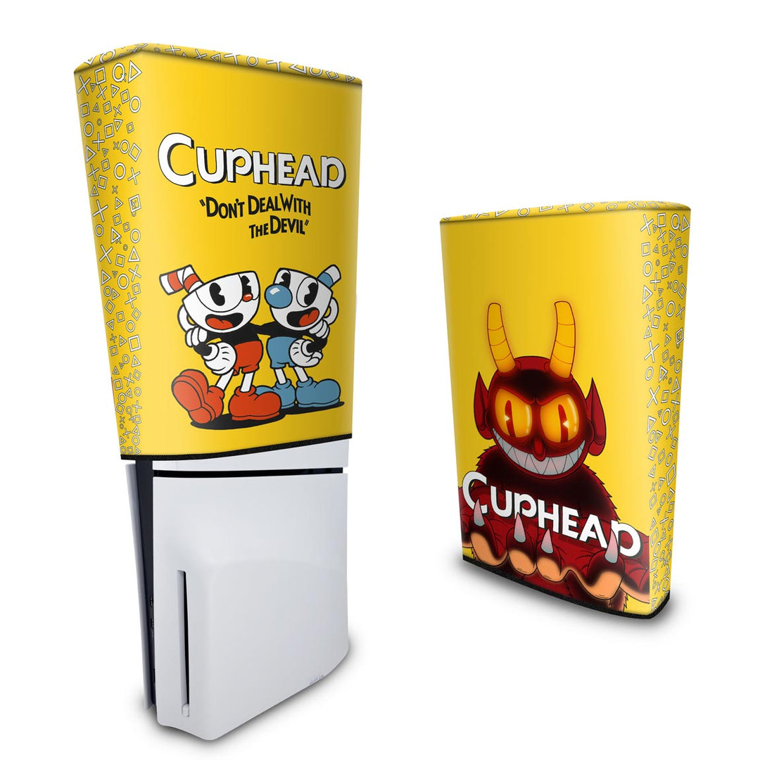Capa Anti Poeira PS5 Slim Vertical - Cuphead - Pop Arte Skins