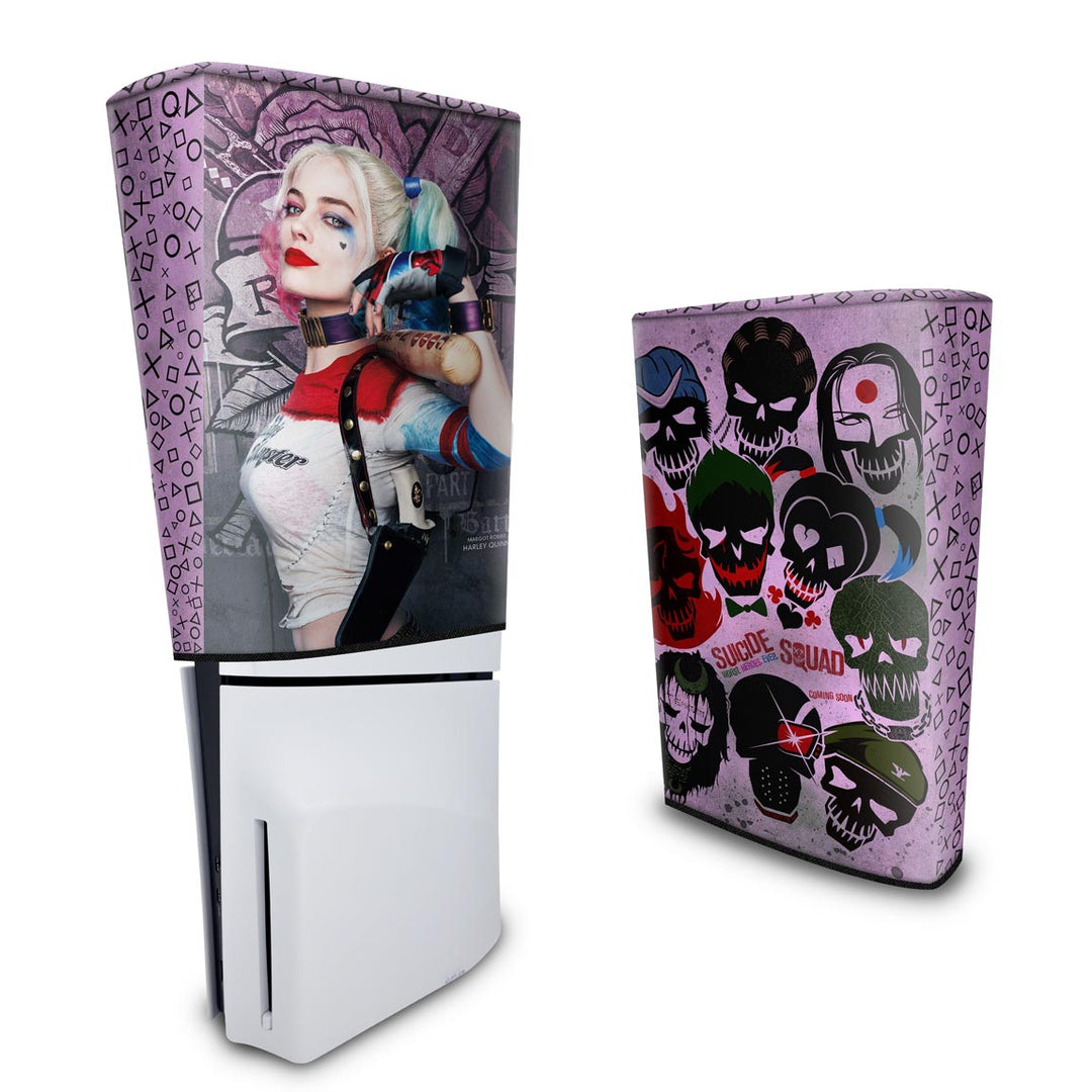 Capa Anti Poeira PS5 Slim Vertical - Arlequina Harley Quinn - Pop Arte Skins