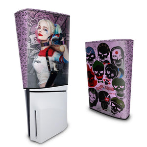 Capa Anti Poeira PS5 Slim Vertical - Arlequina Harley Quinn - Pop Arte Skins