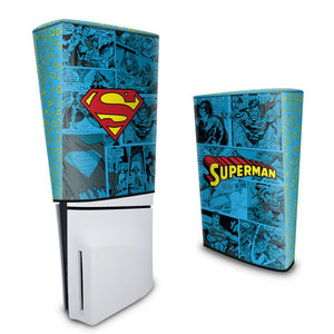 Capa Anti Poeira PS5 Slim Vertical - Superman Comics - Pop Arte Skins