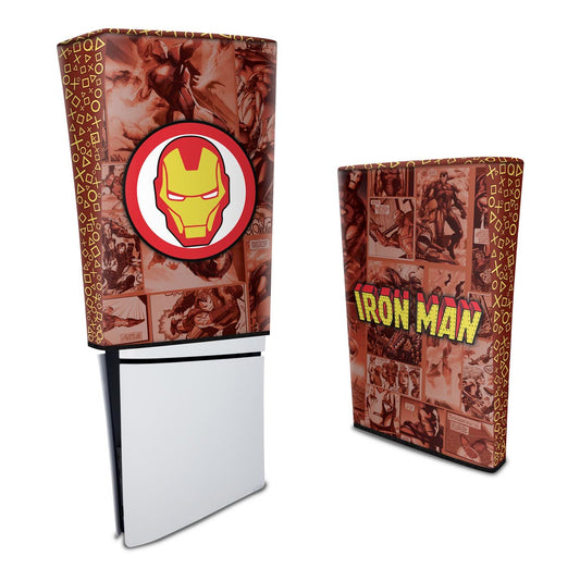 Capa Anti Poeira PS5 Slim Vertical - Homem De Ferro Comics