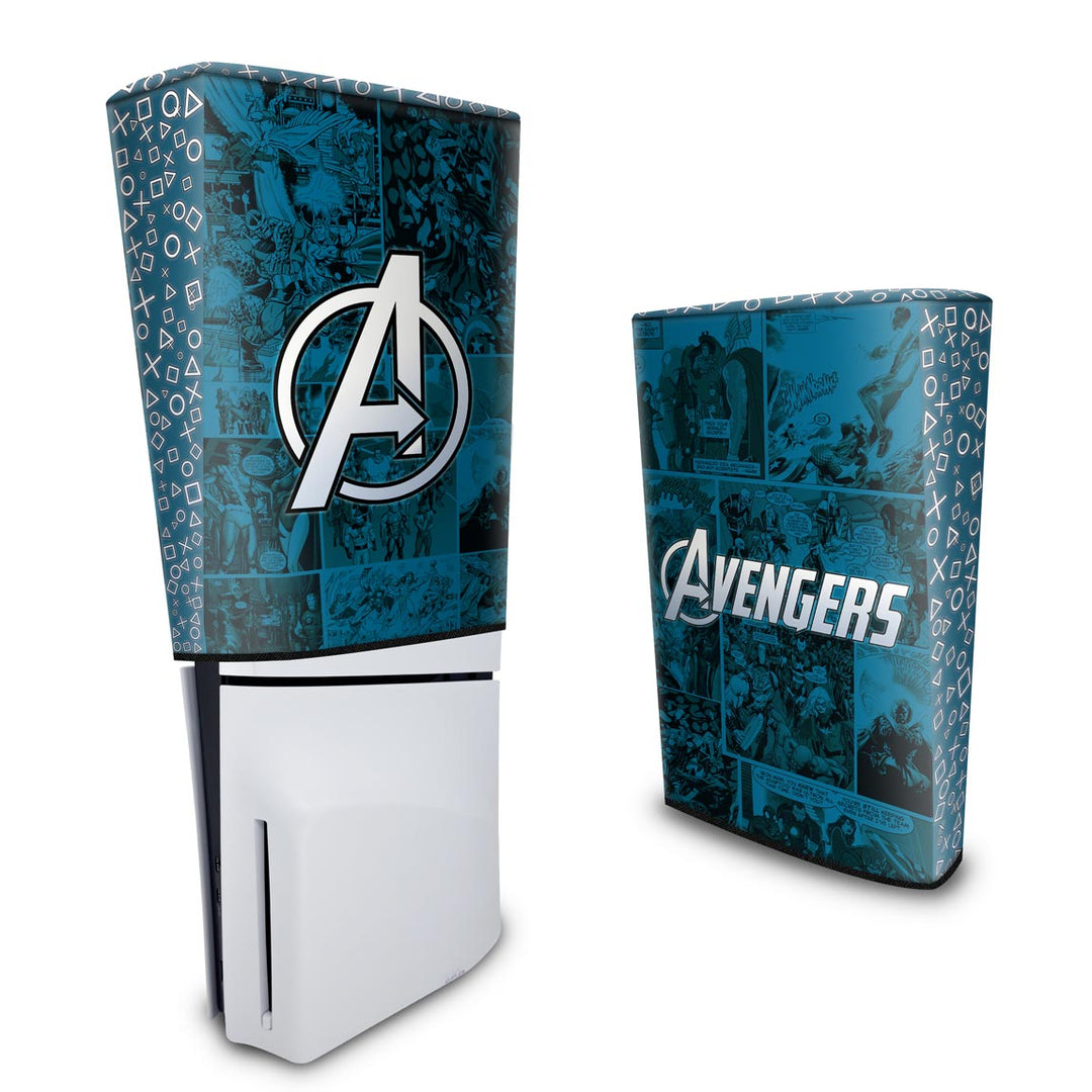 Capa Anti Poeira PS5 Slim Vertical - Avengers Vingadores Comics - Pop Arte Skins